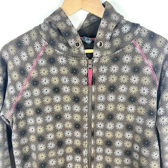Womens Cruel Girl Y2K Zip Hoodie sz L Floral Embroidered Logo Pins Pink Contrast - Picture 5 of 11